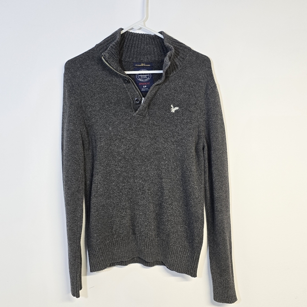 American Eagle Outfitters Dark Gray Zip-Up Sweater